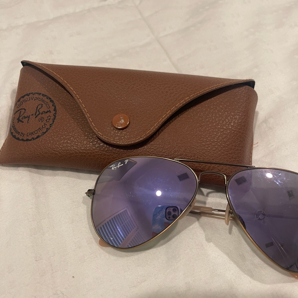 Purple Chrome Aviator Ray Ban Sunglasses